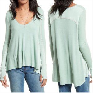 Free People Malibu Thermal Pullover Top Seafoam Green XS